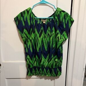 MICHAEL Michael Kors Vibrant Green and Blue Blouse